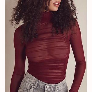 Free People Under It All Bodysuit Wild Garnet